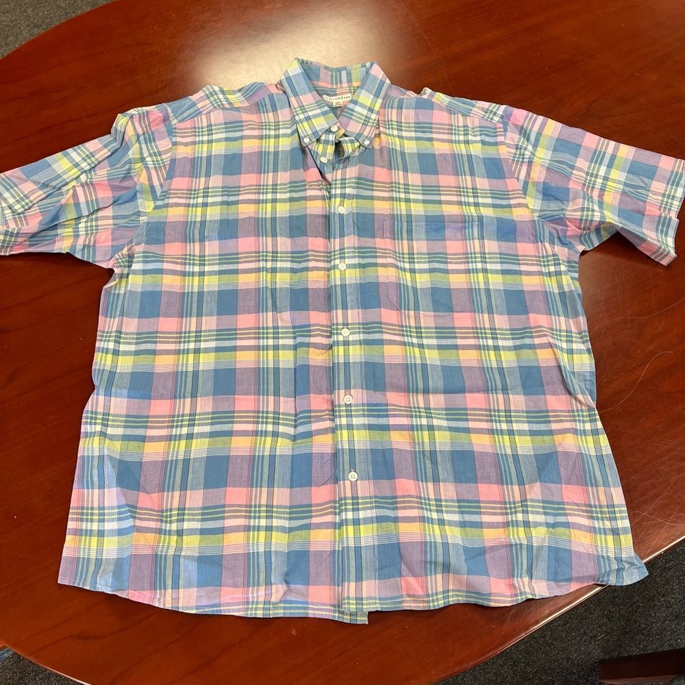 Bullock & Jones Plaid Mens Preppy Button Down sz XL EUC
